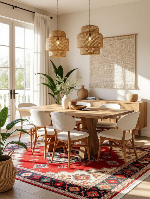 boho inspired dining room rugs