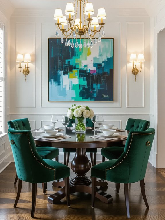 bold artwork enhances dining