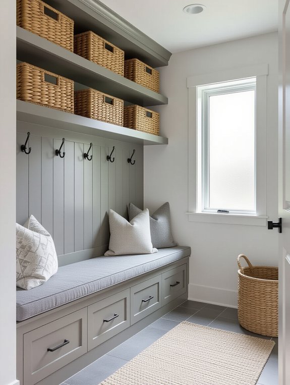 built in storage bench design