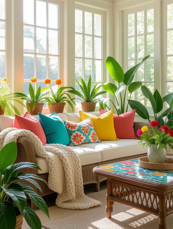 colorful pillows and blankets