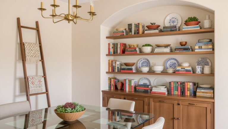 dining room bookshelf decor