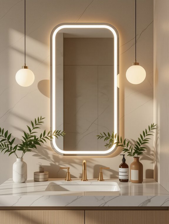 elegant backlit mirror lighting
