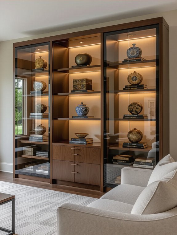 elegant glass display cabinets