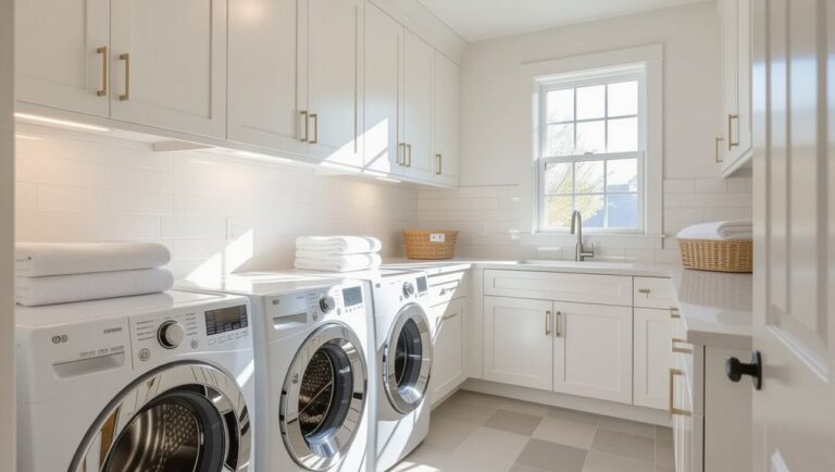elegant white laundry cabinets