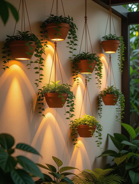 illuminated indoor hanging planters