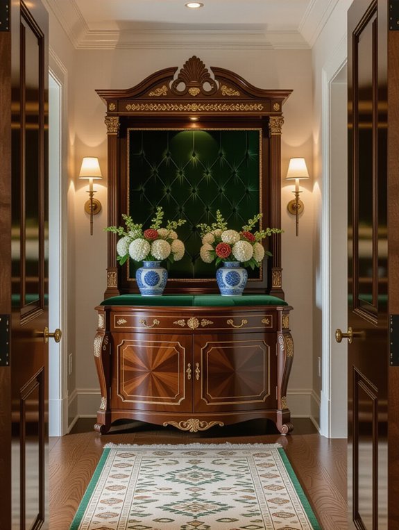 luxurious upholstered entryway seating