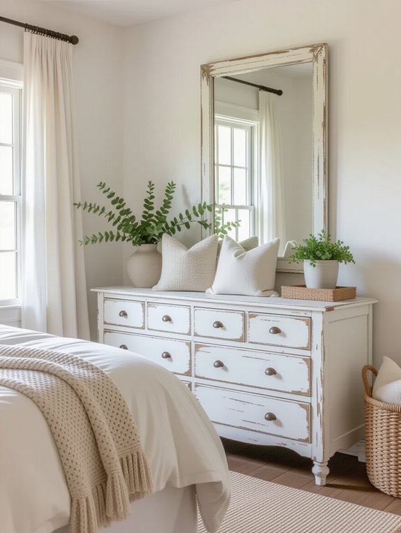 rustic dresser enhances farmhouse style