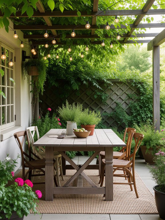 rustic outdoor dining space