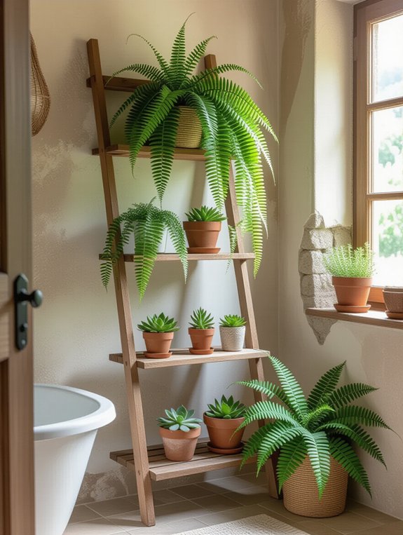 rustic plant ladder display