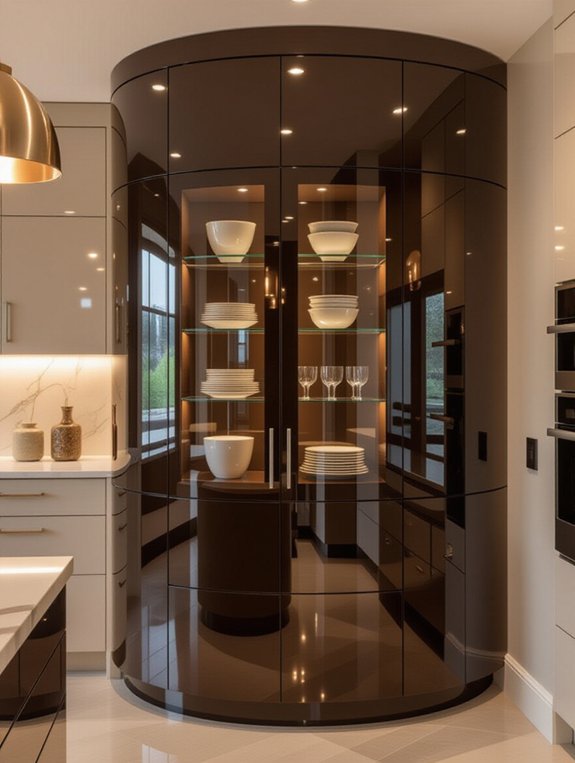 sleek modern reflective cabinets