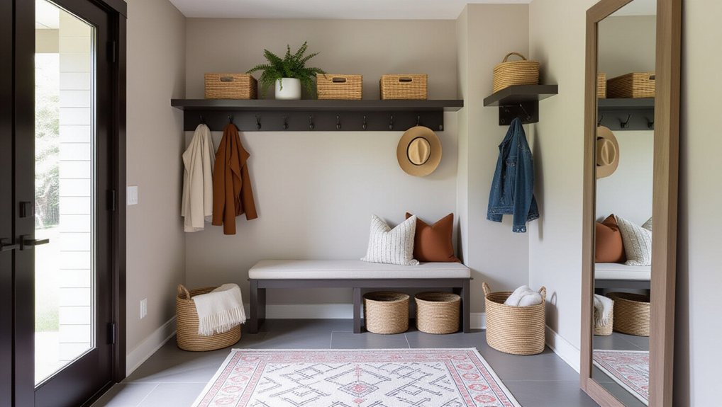 stylish narrow mudroom solutions