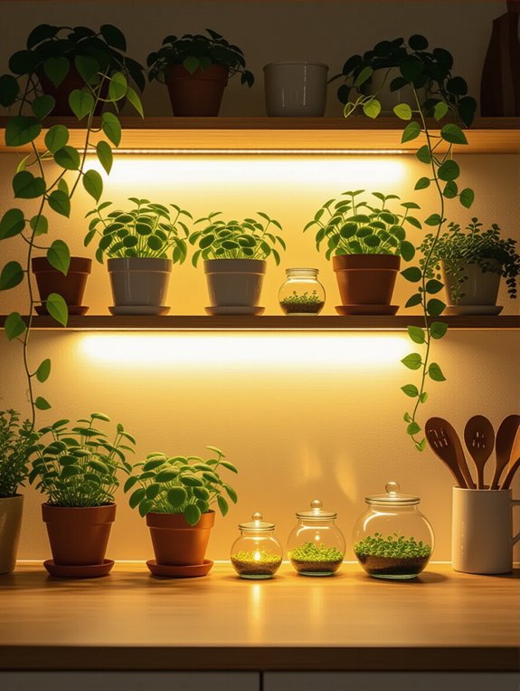 subtle glow under shelves