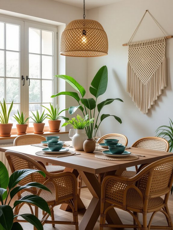 vibrant dining room greenery