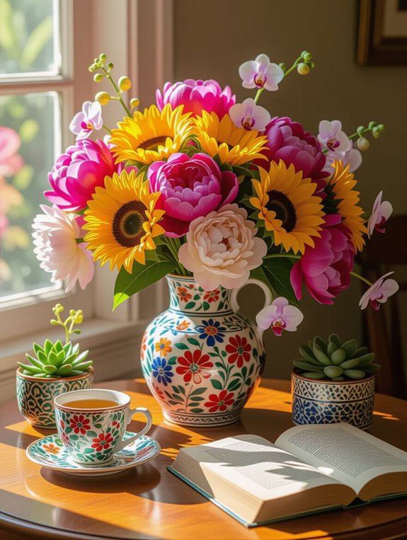 vibrant floral arrangements enhance