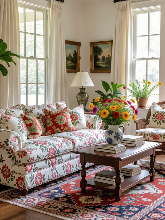 vibrant floral living spaces