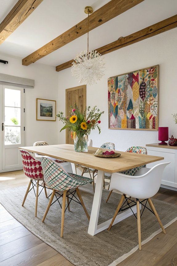 colorful accents enhance dining