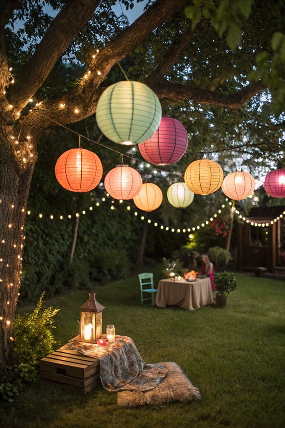 colorful hanging paper lanterns