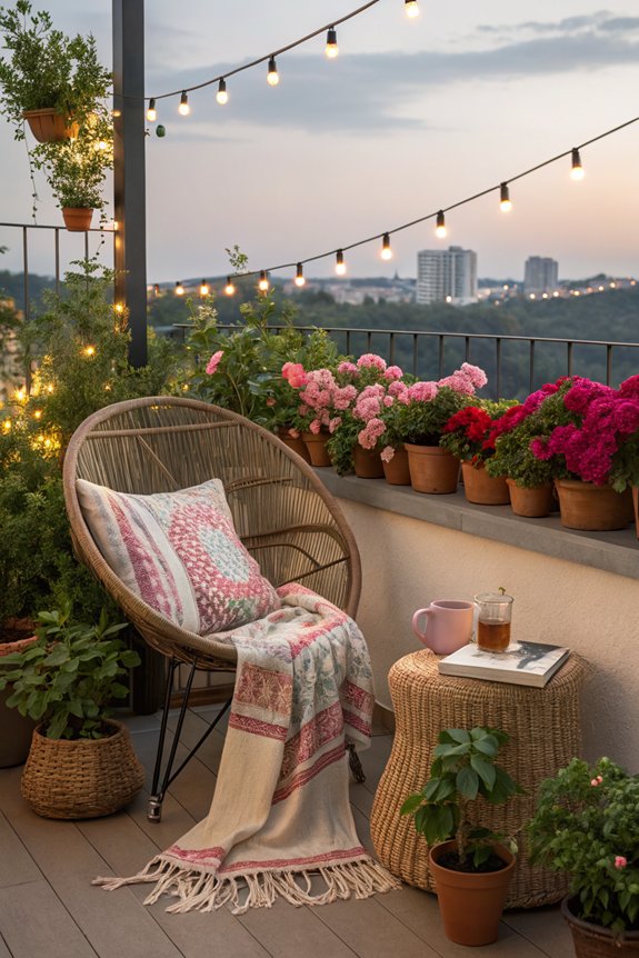 cozy balcony reading nook