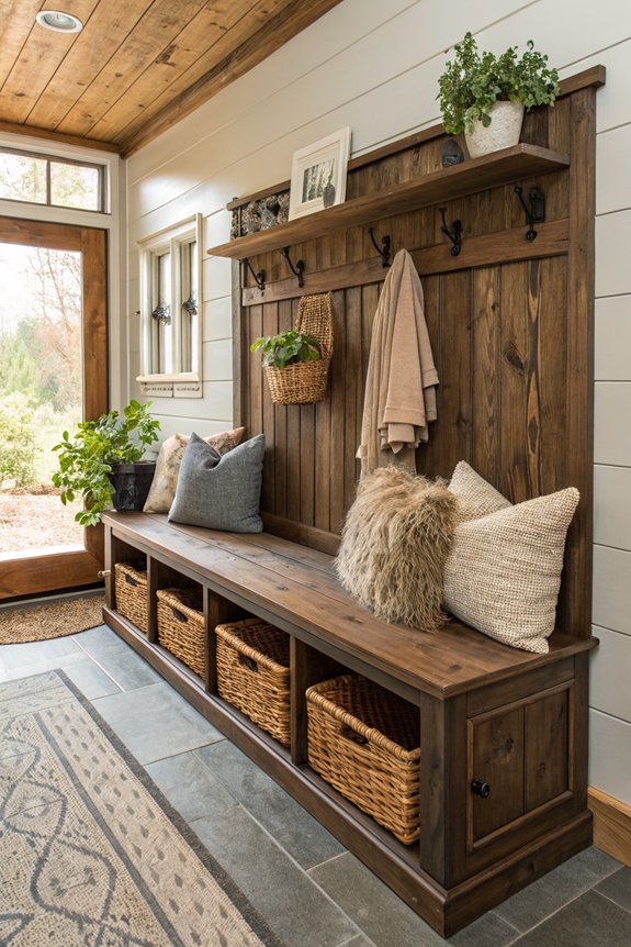 cozy rustic wood bench