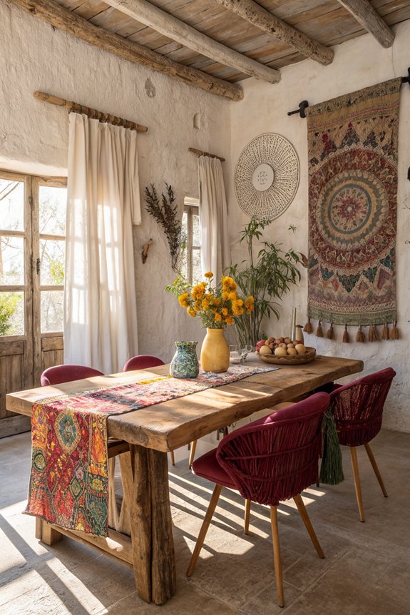 eclectic bohemian dining decor