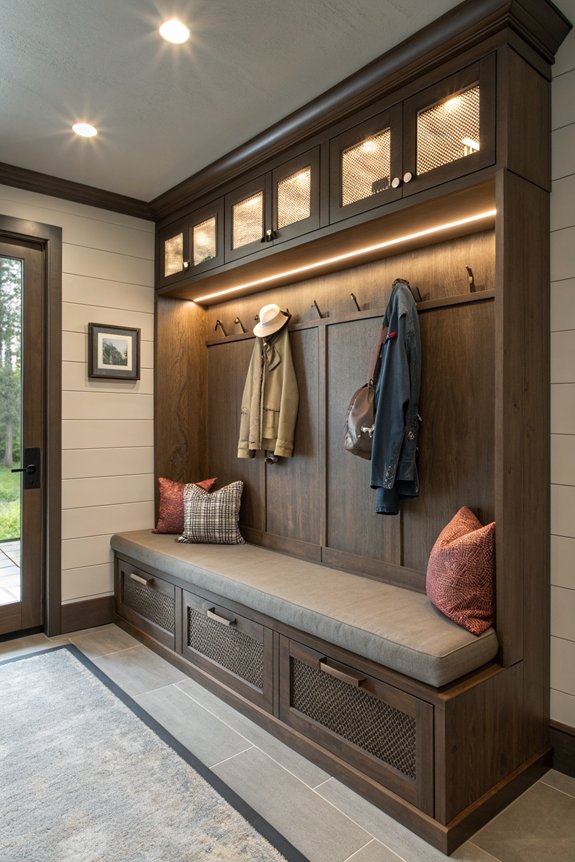 illuminated mudroom bench designs