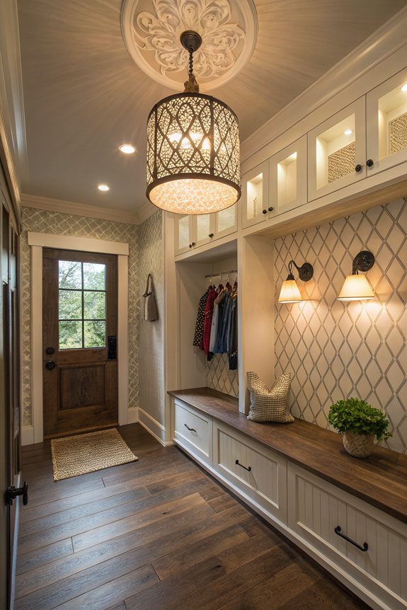 layered lighting for mudroom