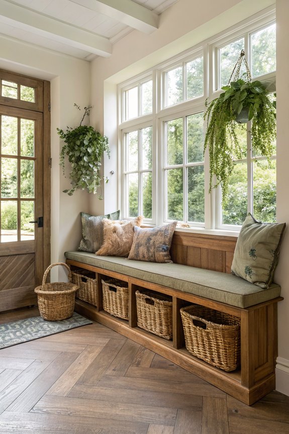 nature inspired mudroom bench