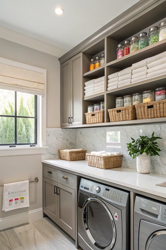 organized laundry room shelving