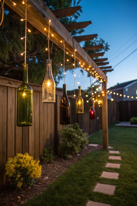 repurposed wine bottle lanterns