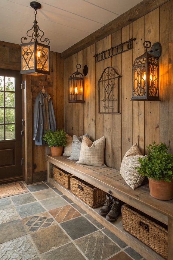 rustic wall mounted lanterns enhance