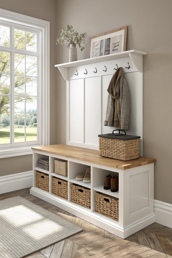 sleek functional entryway benches