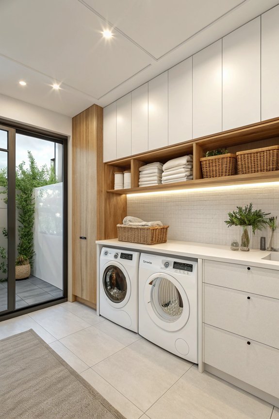 sleek organized minimalist laundry space
