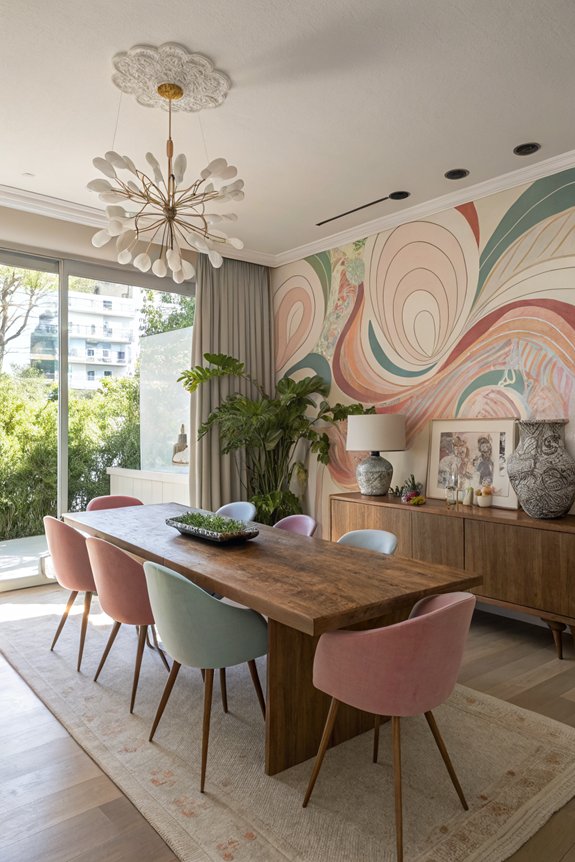 unique artwork enhances dining