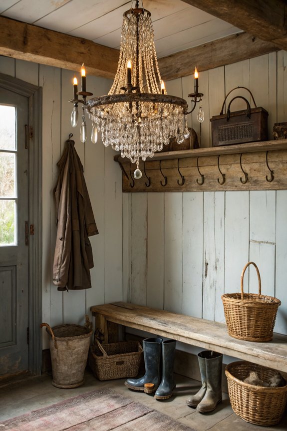 vintage chandeliers enhance entryway charm