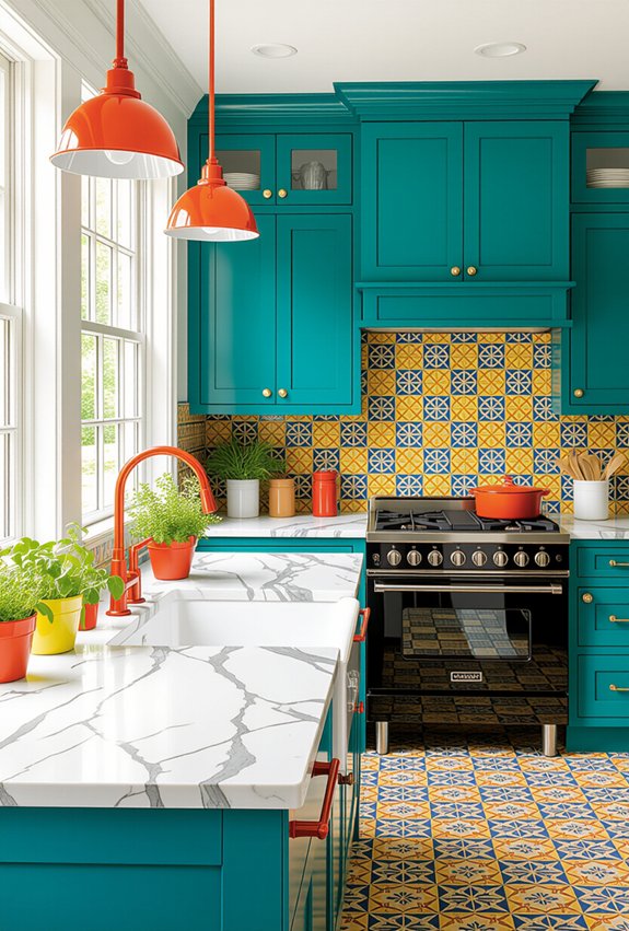 bold colors enhance kitchen