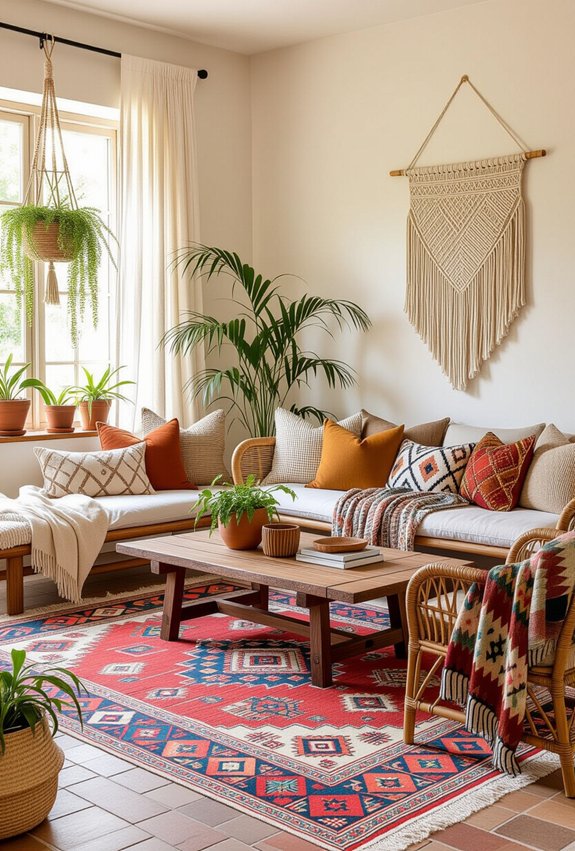 cozy layered bohemian textiles