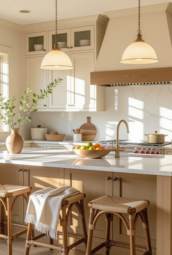 cozy layered kitchen lighting