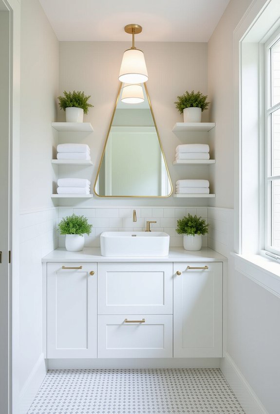 maximize corner bathroom storage