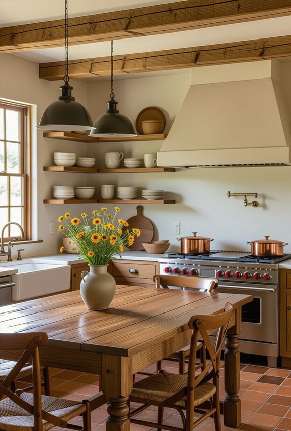 rustic warmth in kitchens