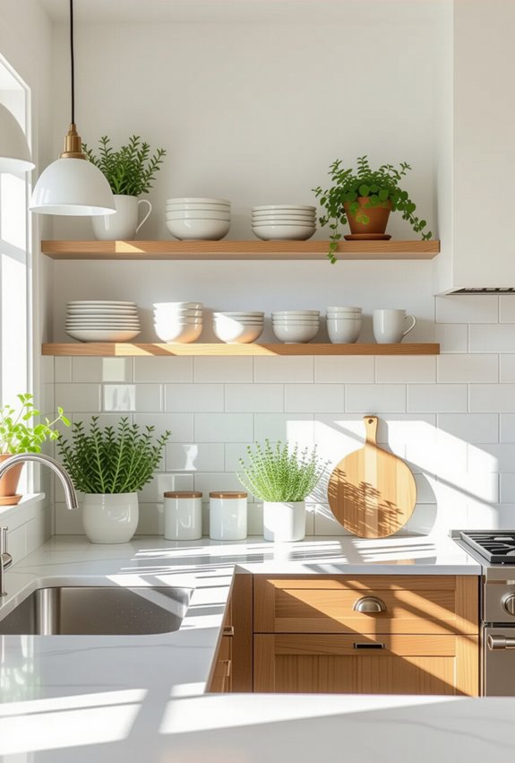 stylish open kitchen shelving