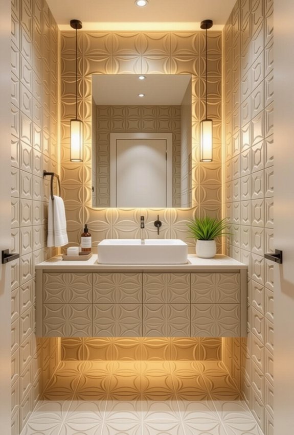 textured tiles enhance bathrooms