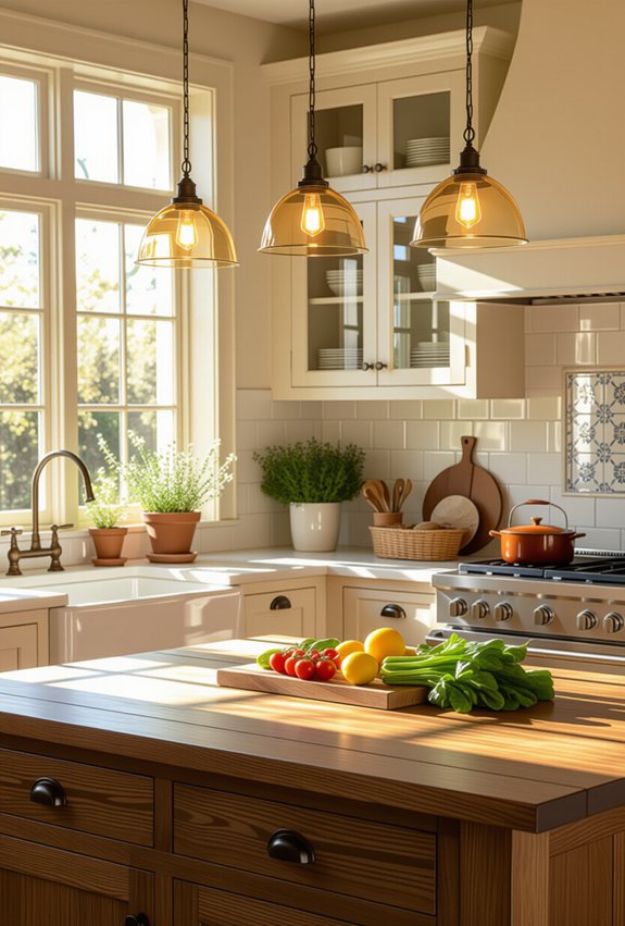 warm inviting kitchen lighting